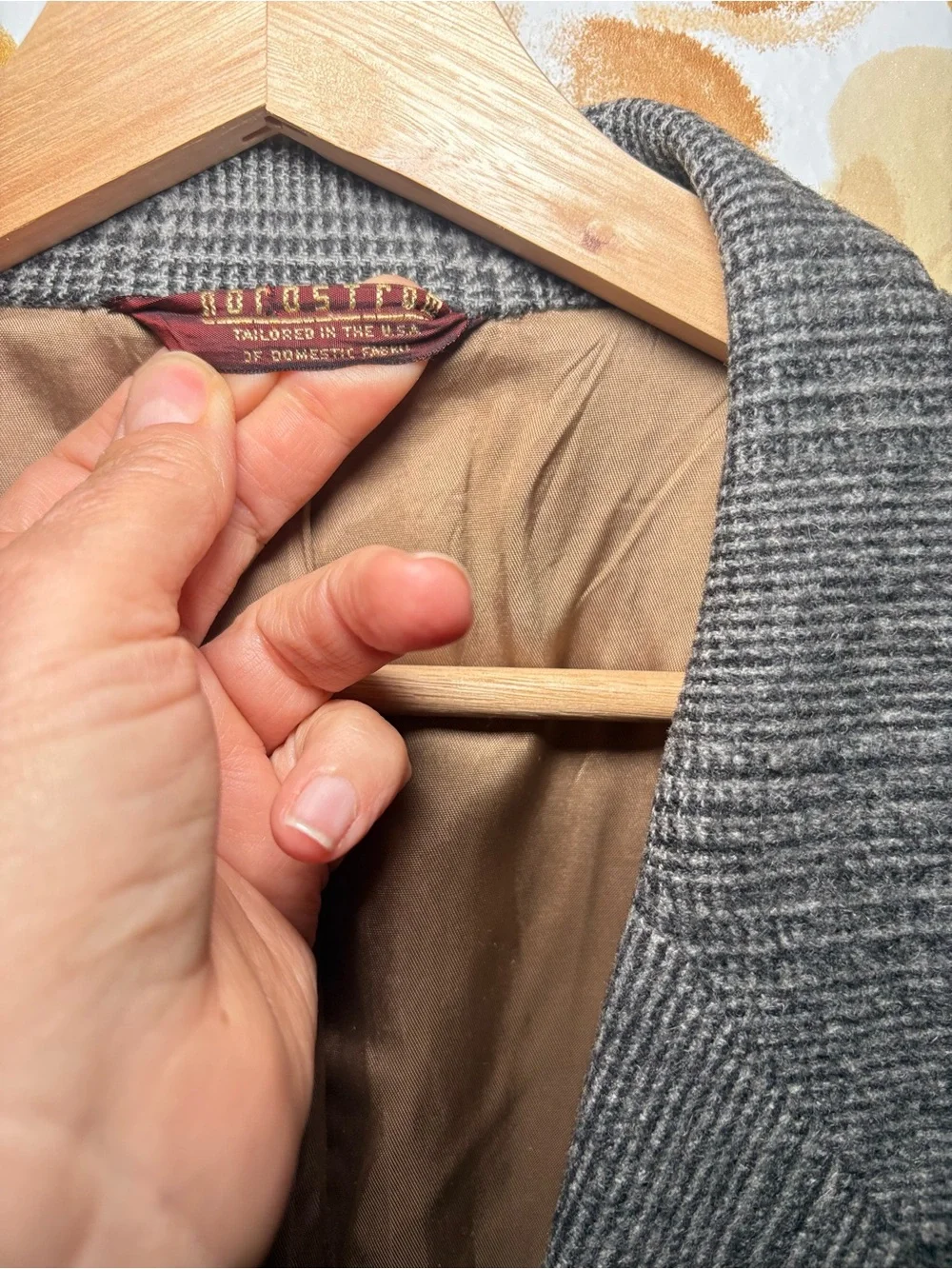 Nordstrom 100% Camel Hair Gray Glen Plaid Blazer | Luxury Men's Sport Coat